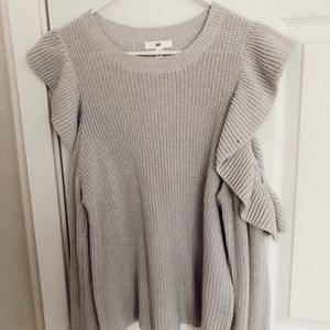 Cold shoulder ruffle sweater